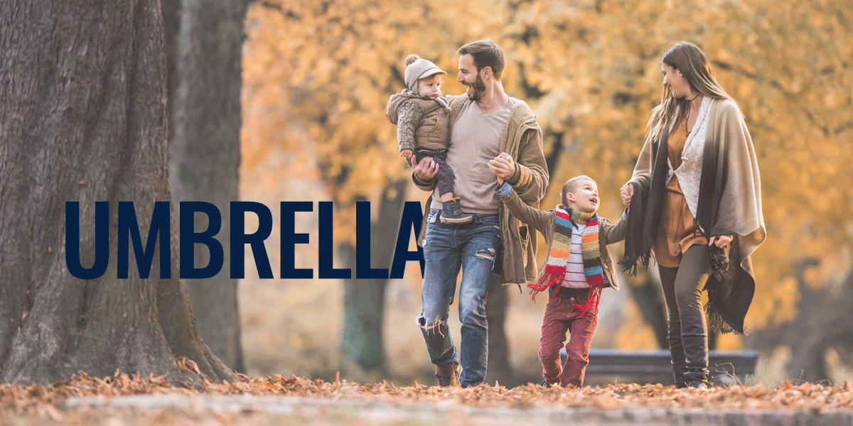 Family walking in forest during autumn