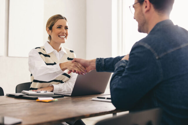 Recruitment Support Services; Recruiter meeting with client to help with outsourced recruiting